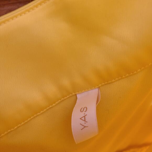 Asos Y.A.S Victoria OS Ankle Dress Lemon Yellow One Shoulder Bow S Bridesmaid - Picture 4 of 5